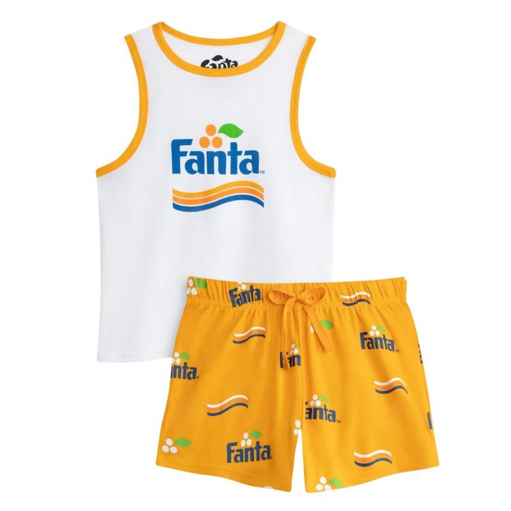 Fanta Womens/Ladies Short-Sleeved Short Pyjama Set / Orange/White
